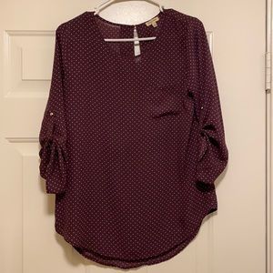 Purple polka dot blouse
